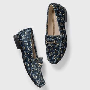 CABI Loafers Shoes 6005 Blue Floral Velvet Size 9